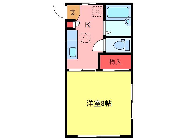 ビュー三光(1K/1階)の間取り写真