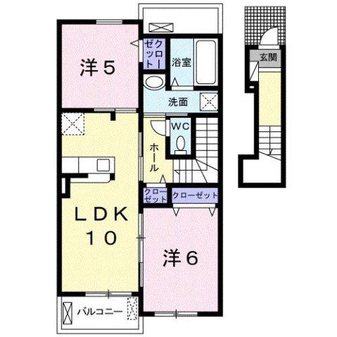 ネクシア安居野C(2LDK/2階)の間取り写真