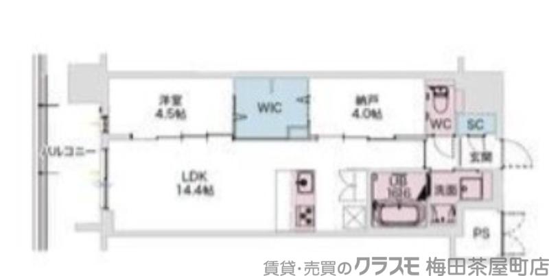 DRAW上本町(1SLDK/8階)の間取り写真