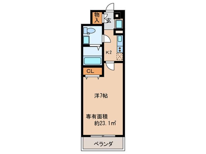 エスリード弁天町パークプレイス(1K/7階)の間取り写真
