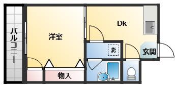 コア千代鶴(1DK/3階)の間取り写真
