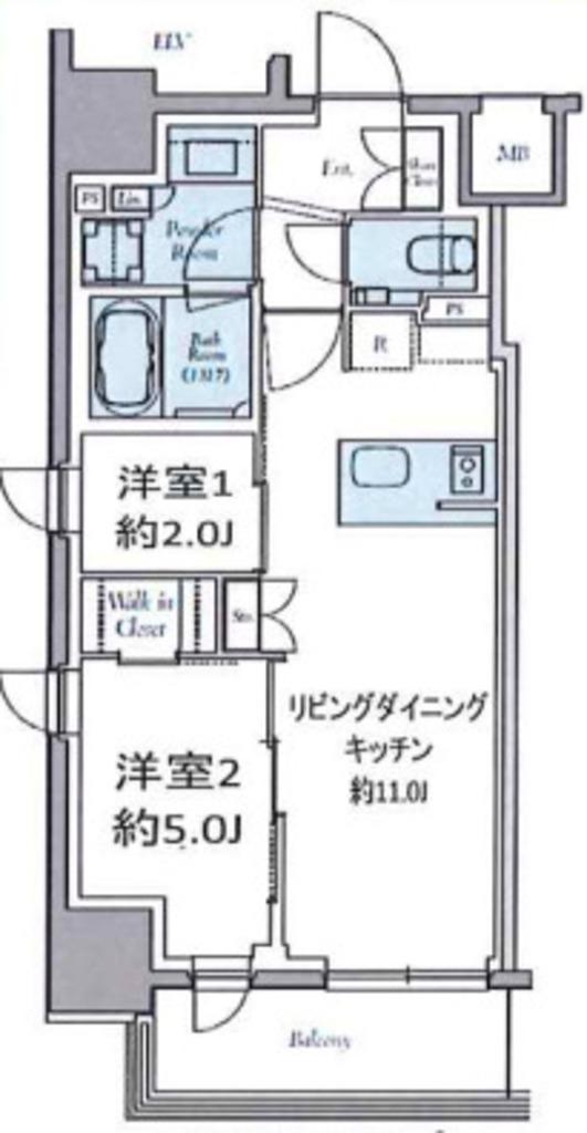 クレストコート東中野(2LDK/8階)の間取り写真