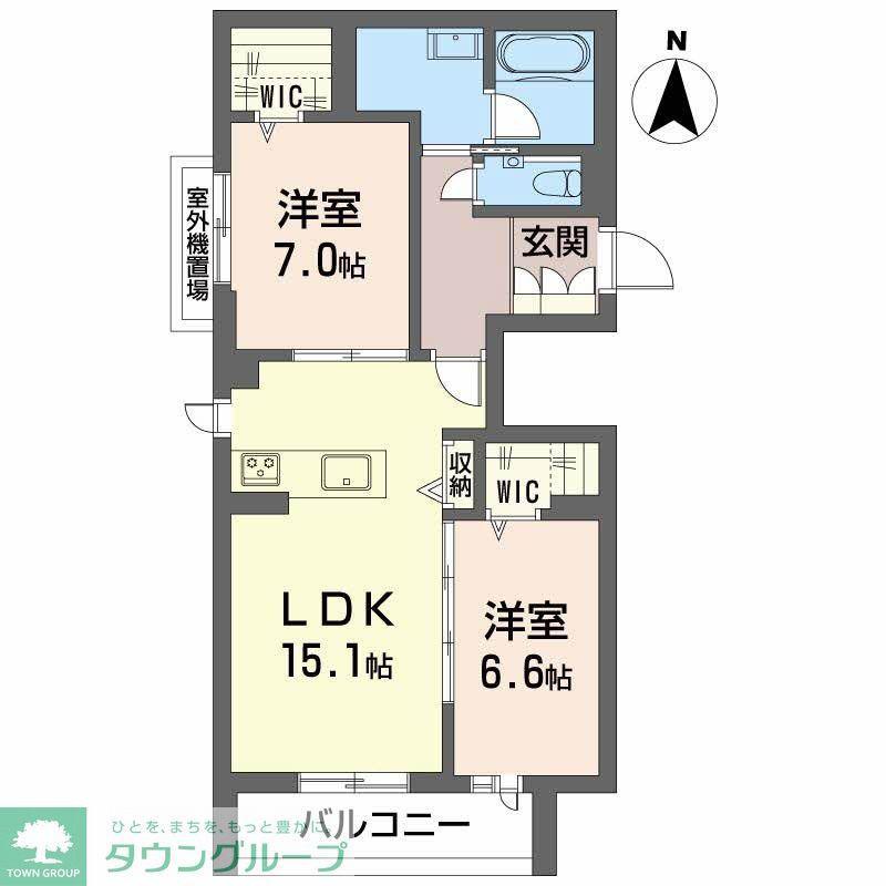 リラ グリシーヌ(2LDK/2階)の間取り写真
