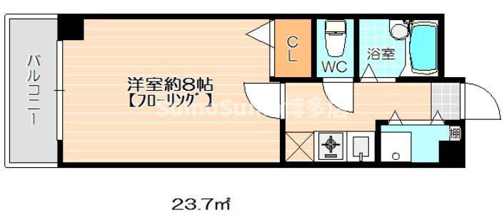 フォーラム箱崎(1K/2階)の間取り写真