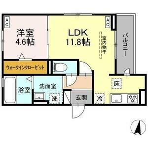プレタクチュール中根町(1LDK/1階)の間取り写真