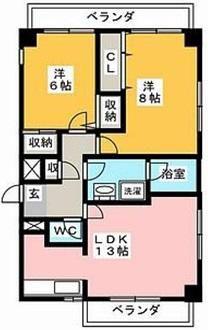 ユニーグレイス(2LDK/3階)の間取り写真