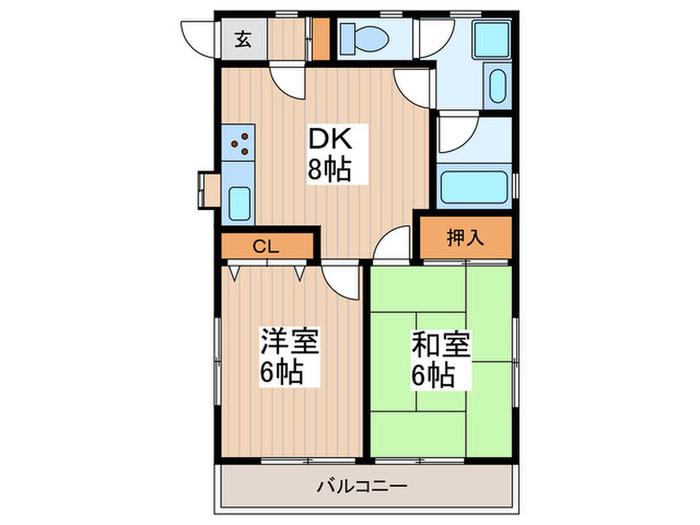 プチメゾン2(2DK/2階)の間取り写真