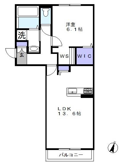 大勘ヒルズ(1LDK/1階)の間取り写真