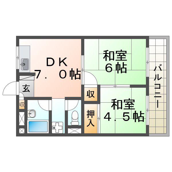 エメラルド久々知パートII(2DK/3階)の間取り写真