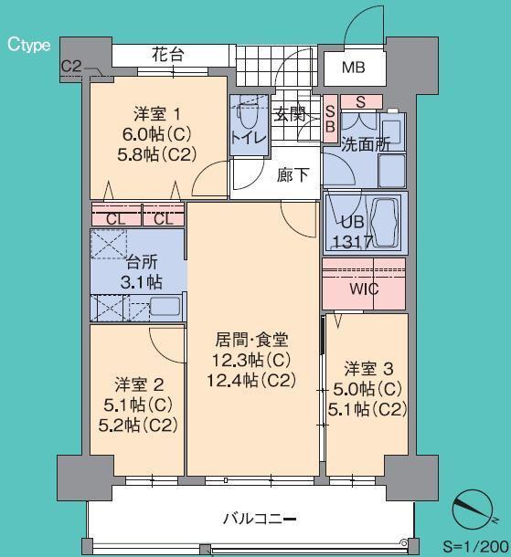 プライムメゾン セントラルパーク(3LDK/5階)の間取り写真