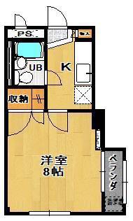 グリーンパーク(1K/3階)の間取り写真