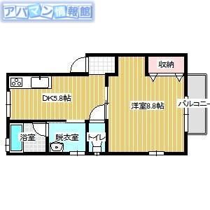 ゴルフ17(1DK/1階)の間取り写真