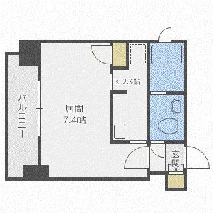 ビッグパレス南4条(1K/2階)の間取り写真