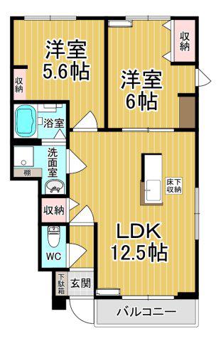 TIARA(2LDK/1階)の間取り写真