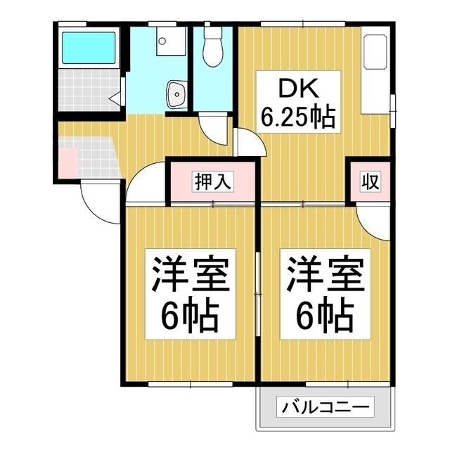 フレグランス切石A(2DK/2階)の間取り写真