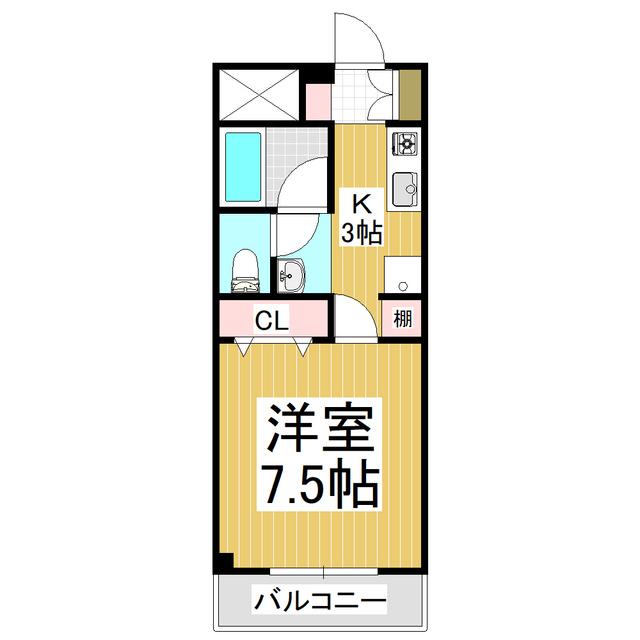 ニセンポストアイル(1K/1階)の間取り写真