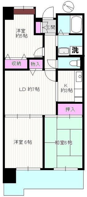 グランメゾン市野倉(3LDK/1階)の間取り写真