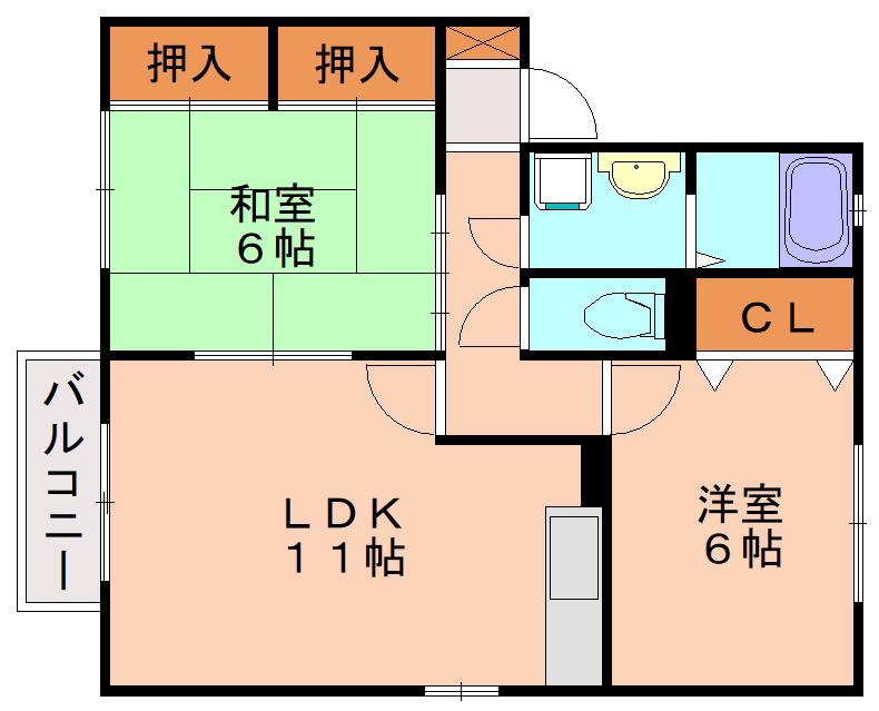 リッツハウス(2LDK/1階)の間取り写真