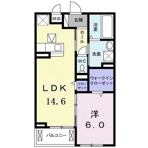 ボナール神野(1LDK/1階)の間取り写真