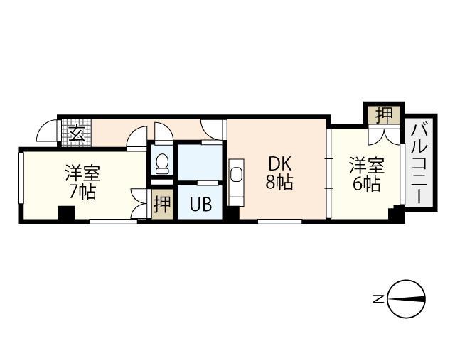 コーポ西旭(2DK/3階)の間取り写真