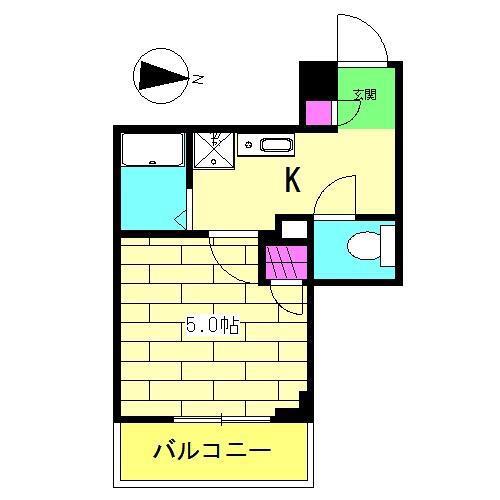 プルームレスト(1K/2階)の間取り写真