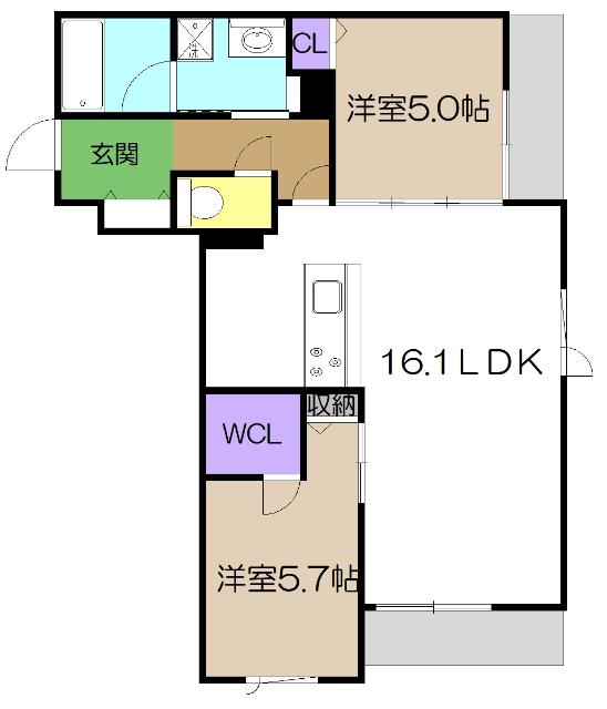 シャーメゾン ミュゼ(2LDK/1階)の間取り写真