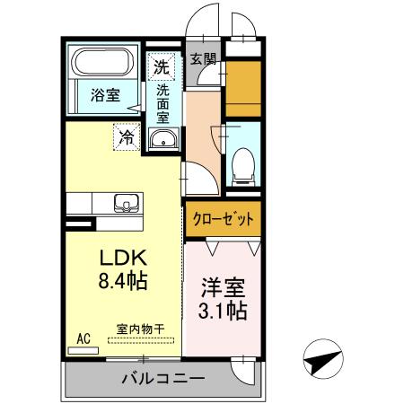 D-ROOM LABO(1LDK/2階)の間取り写真
