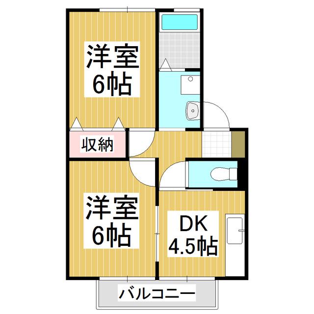 ウィングス三郷 A棟(2DK/1階)の間取り写真
