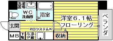 ライブカーサ上新庄(1K/1階)の間取り写真