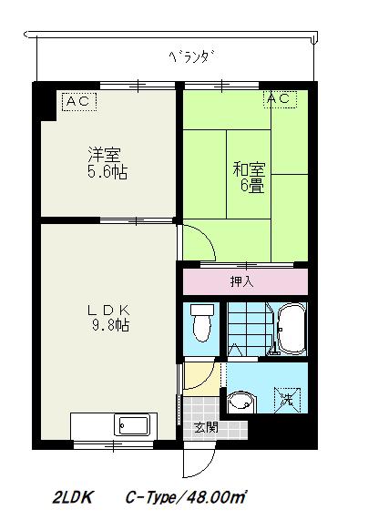 リブステージ横浜(2LDK/5階)の間取り写真