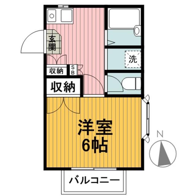 ファミール栗田谷(1K/2階)の間取り写真