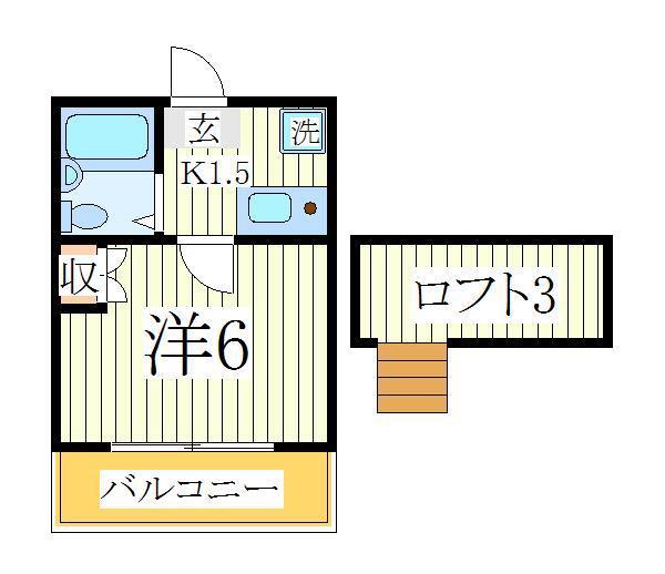 ジュネパレス柏第107(1K/1階)の間取り写真