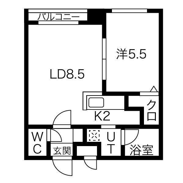 ノヴァ発寒南(1LDK/5階)の間取り写真