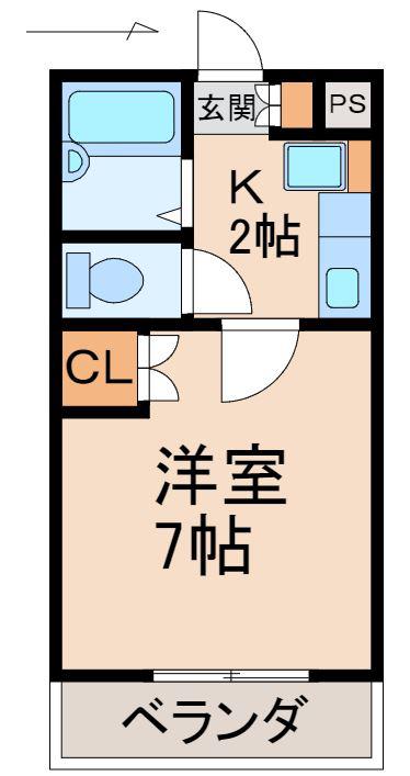 ピークハイツ(1K/1階)の間取り写真