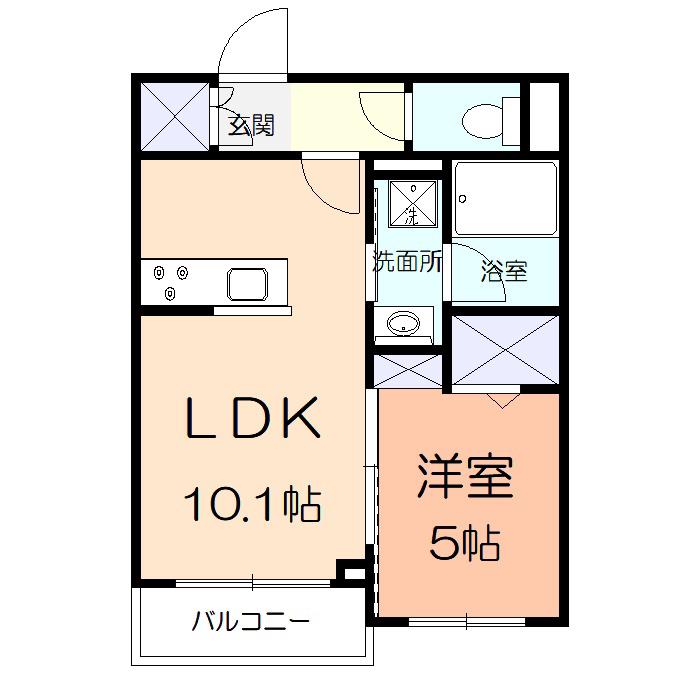 グリーンドエルI(1LDK/2階)の間取り写真