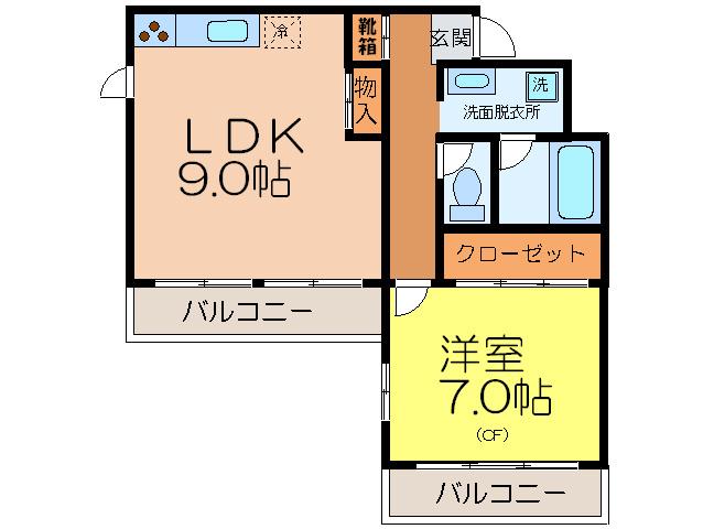 フローレンス桜町(1LDK/1階)の間取り写真