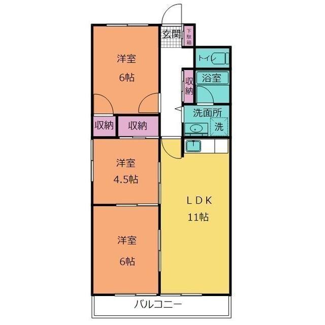 パレプラーンス(3LDK/2階)の間取り写真