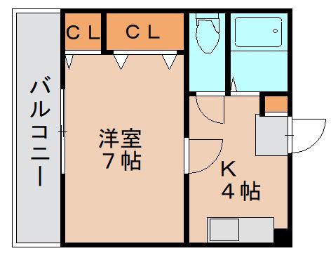 シャトルインハーバー(1K/2階)の間取り写真