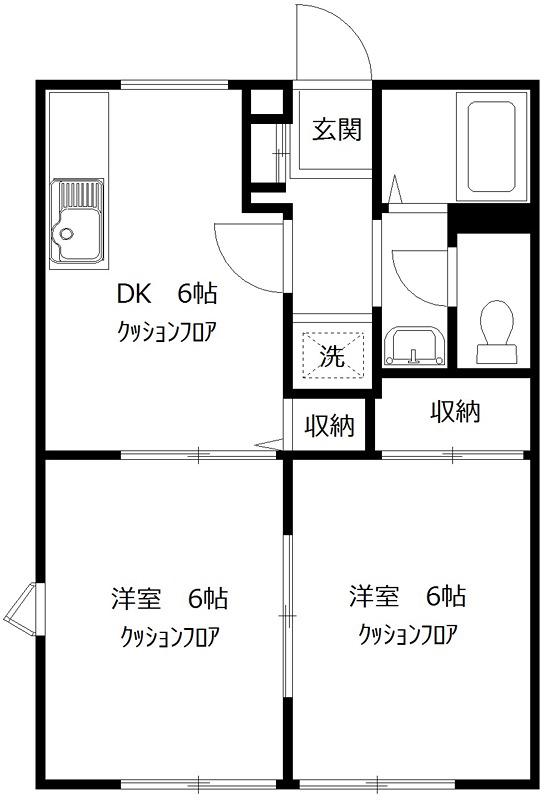 パークハイツYOU(2DK/1階)の間取り写真