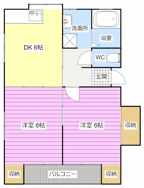ホパトハウス材木町A(2DK/1階)の間取り写真
