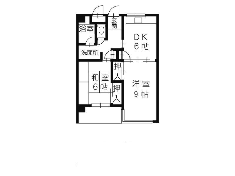 ハイツ白木(2DK/4階)の間取り写真