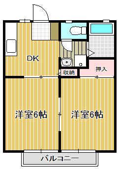 マイシティライフ15番館(2DK/2階)の間取り写真