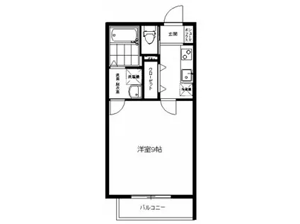 ル・シーニュ三田(1K/2階)の間取り写真