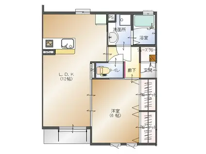 ロワールコート梶ヶ谷(1LDK/1階)の間取り写真