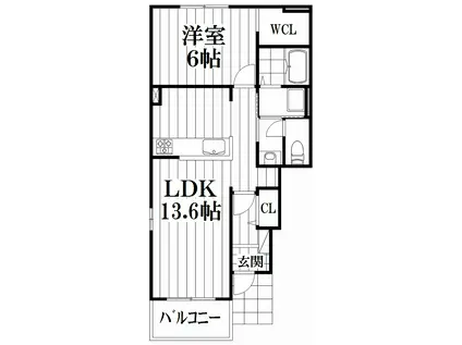 リエート新田(1LDK/1階)の間取り写真