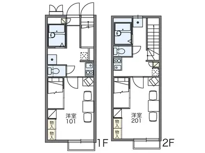ＪＲ香椎線 須恵中央駅 徒歩11分 2階建 築22年(1K/1階)の間取り写真