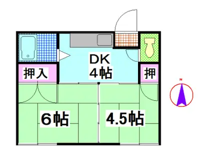 本庄ハイツ(2DK/2階)の間取り写真