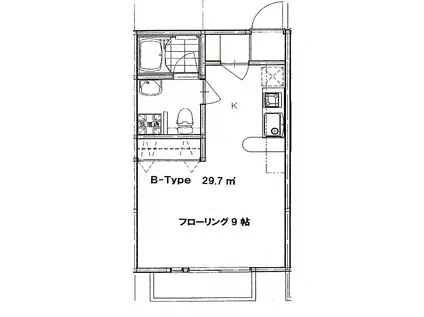 カイナルワン(1K/2階)の間取り写真