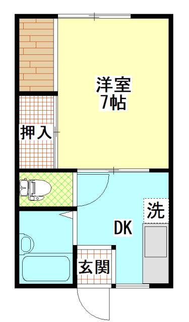 ブロンディ宮地(1K/2階)の間取り写真