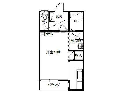 ロイヤルハイツNO.2(1K/2階)の間取り写真